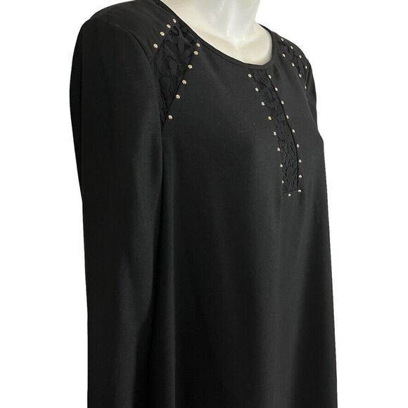 Jessica Simpson Black Gold Studded Shift Whimsigoth Long Sleeve Dress Witchy 12 - Picture 2 of 15